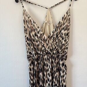 Boston Proper Leopard Sleeveless Maxi Dress Women's 10 Animal Print READ